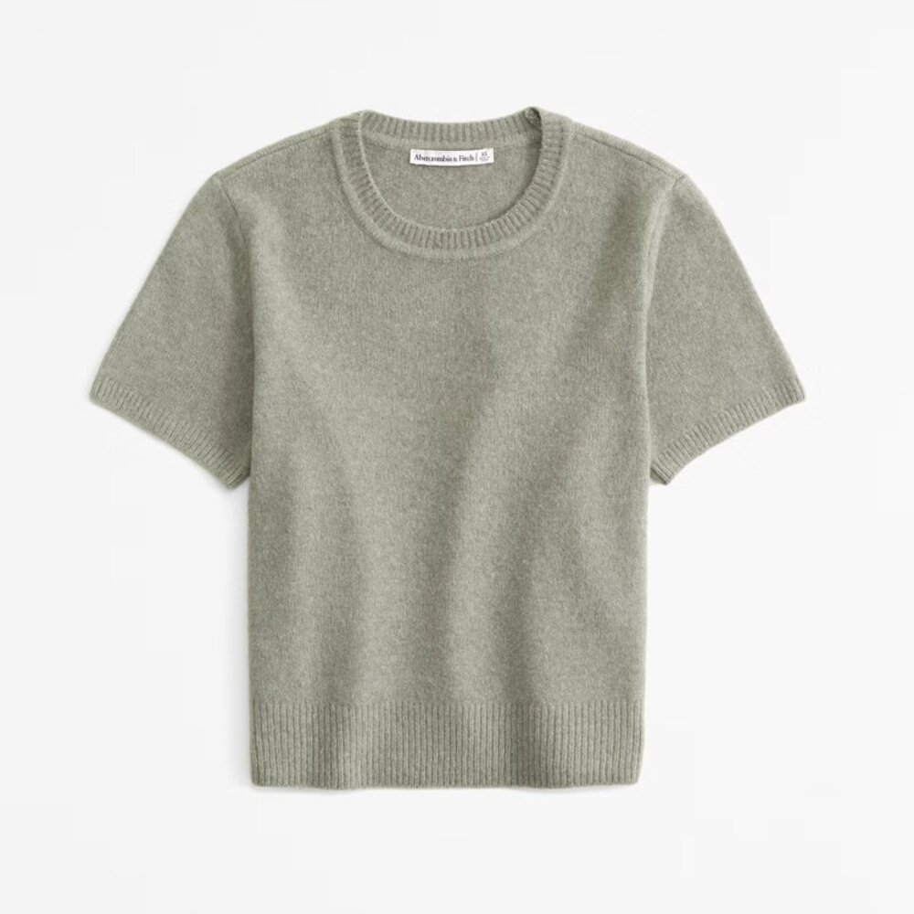 A&F Crew Sweater Tee - Frosty Olive M